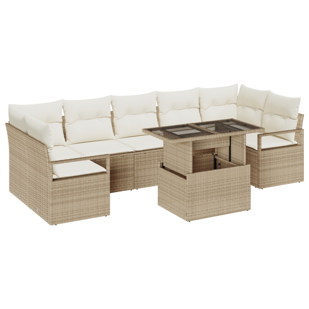 vidaXL Set de canapele pentru grădină cu pernă 8 pcs bej și crem