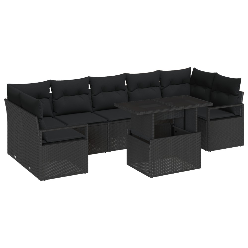 vidaXL Set de canapele pentru grădină 8 pcs Negru 100 x 55 x 73 cm