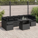 vidaXL Set de canapele pentru grădină 8 pcs Negru 100 x 55 x 73 cm