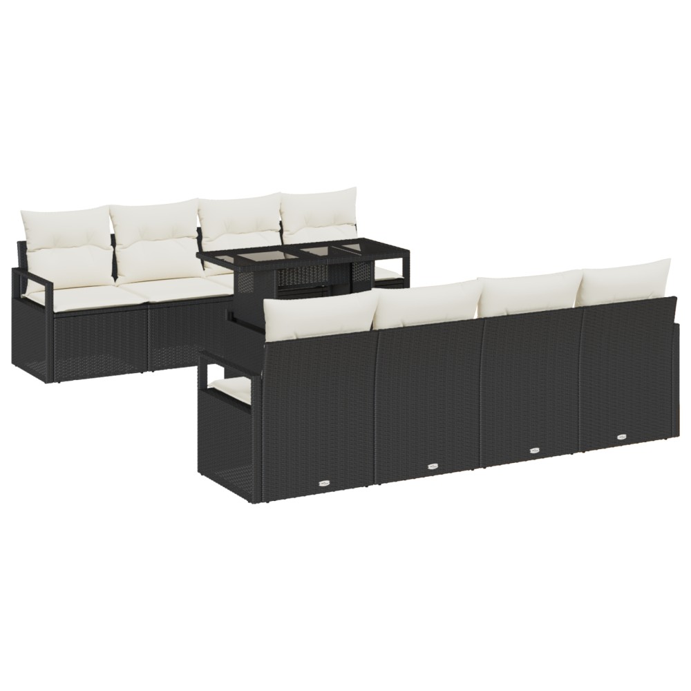 vidaXL Set de canapele pentru grădină cu pernă 7 pcs negru și crem