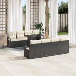 vidaXL Set de canapele pentru grădină cu pernă 7 pcs negru și crem vidaXL Set de canapele pentru grădină cu pernă 7 pcs negru și crem