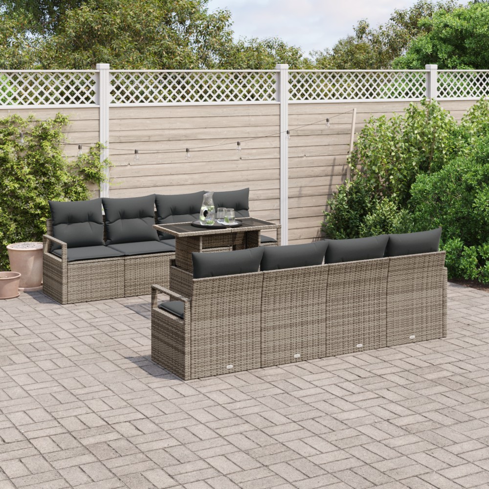 vidaXL Set de canapele pentru grădină 7 pcs Gri 100 x 55 x 73 cm