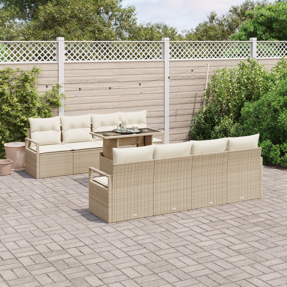 vidaXL Set de canapele pentru grădină cu pernă 7 pcs bej și crem