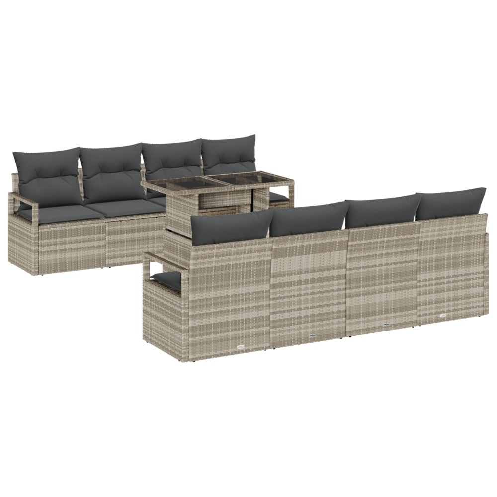 vidaXL Set de canapele pentru grădină cu pernă 7 pcs Gri deschis