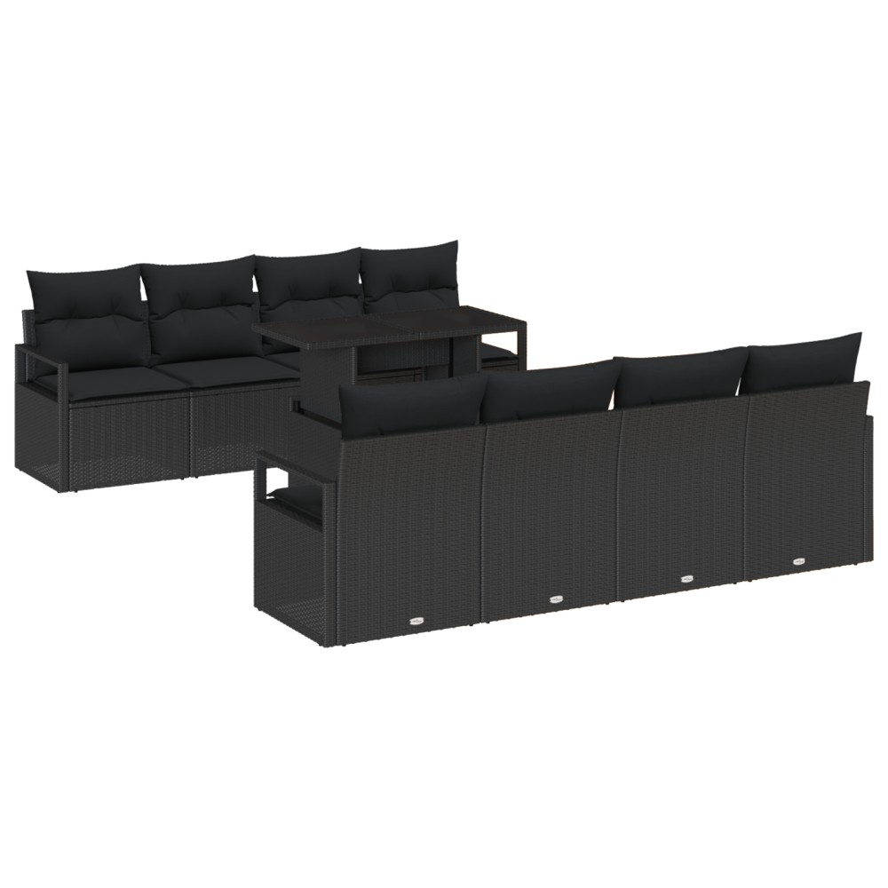 vidaXL Set de canapele pentru grădină 7 pcs Negru 100 x 55 x 73 cm