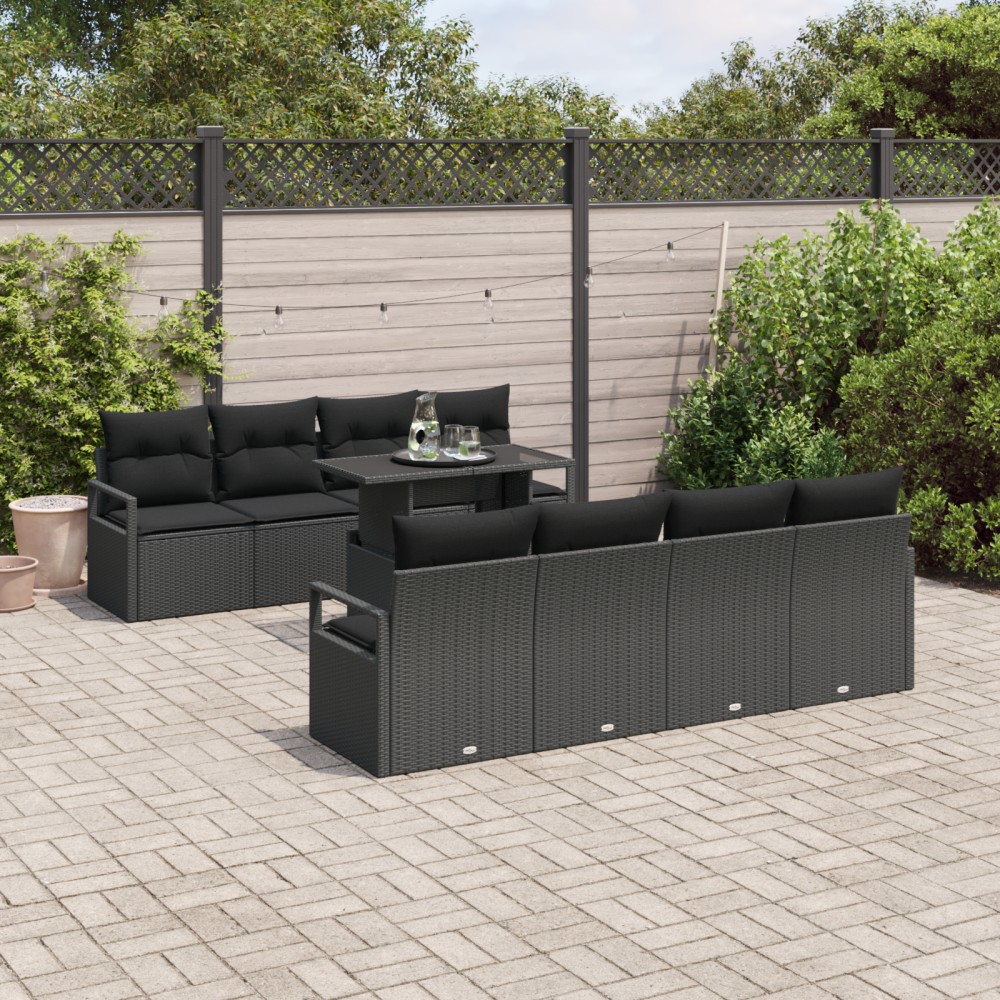 vidaXL Set de canapele pentru grădină 7 pcs Negru 100 x 55 x 73 cm