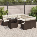 vidaXL Set de canapele pentru grădină cu pernă 9 pcs maro și crem