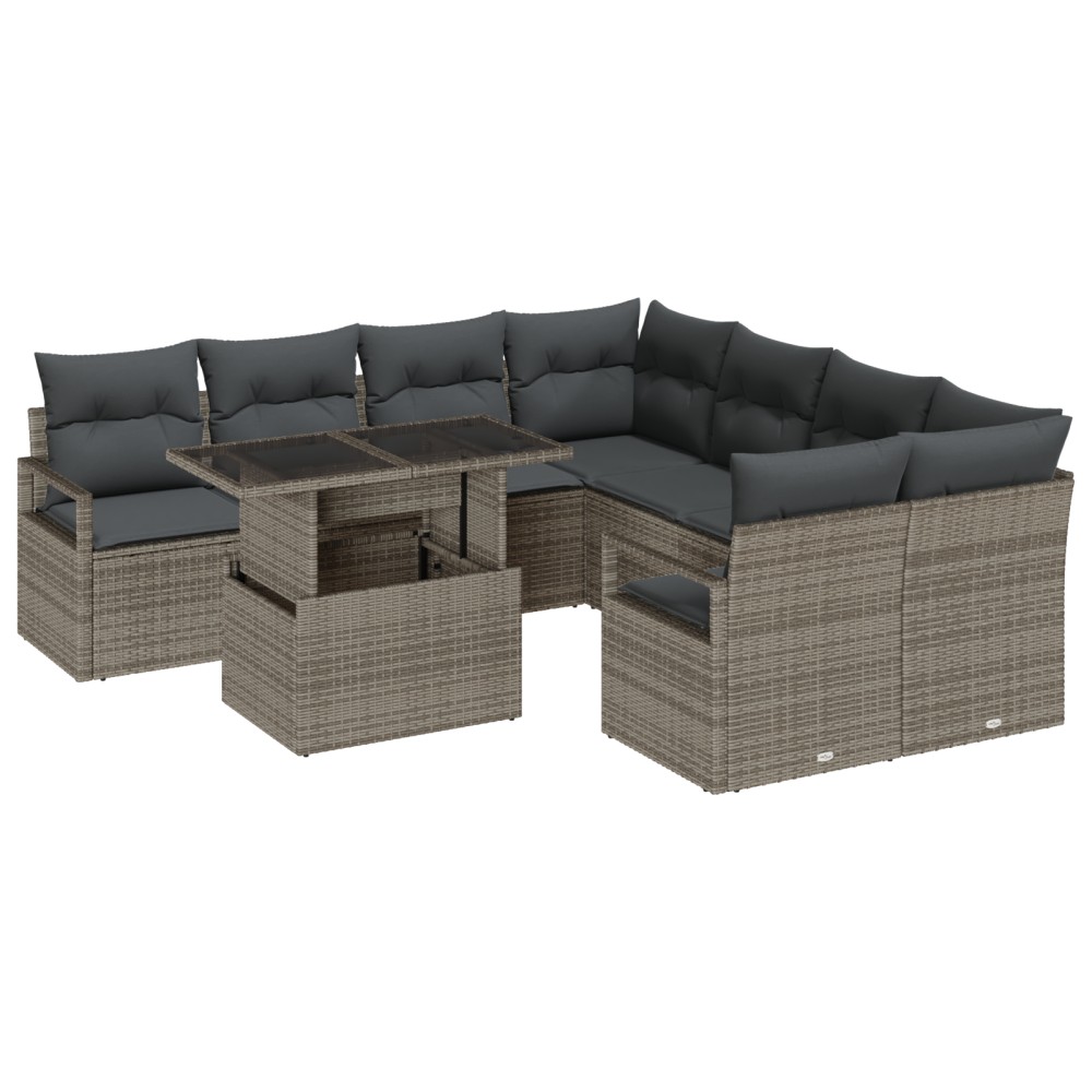 vidaXL Set de canapele pentru grădină 9 pcs Gri 100 x 55 x 73 cm