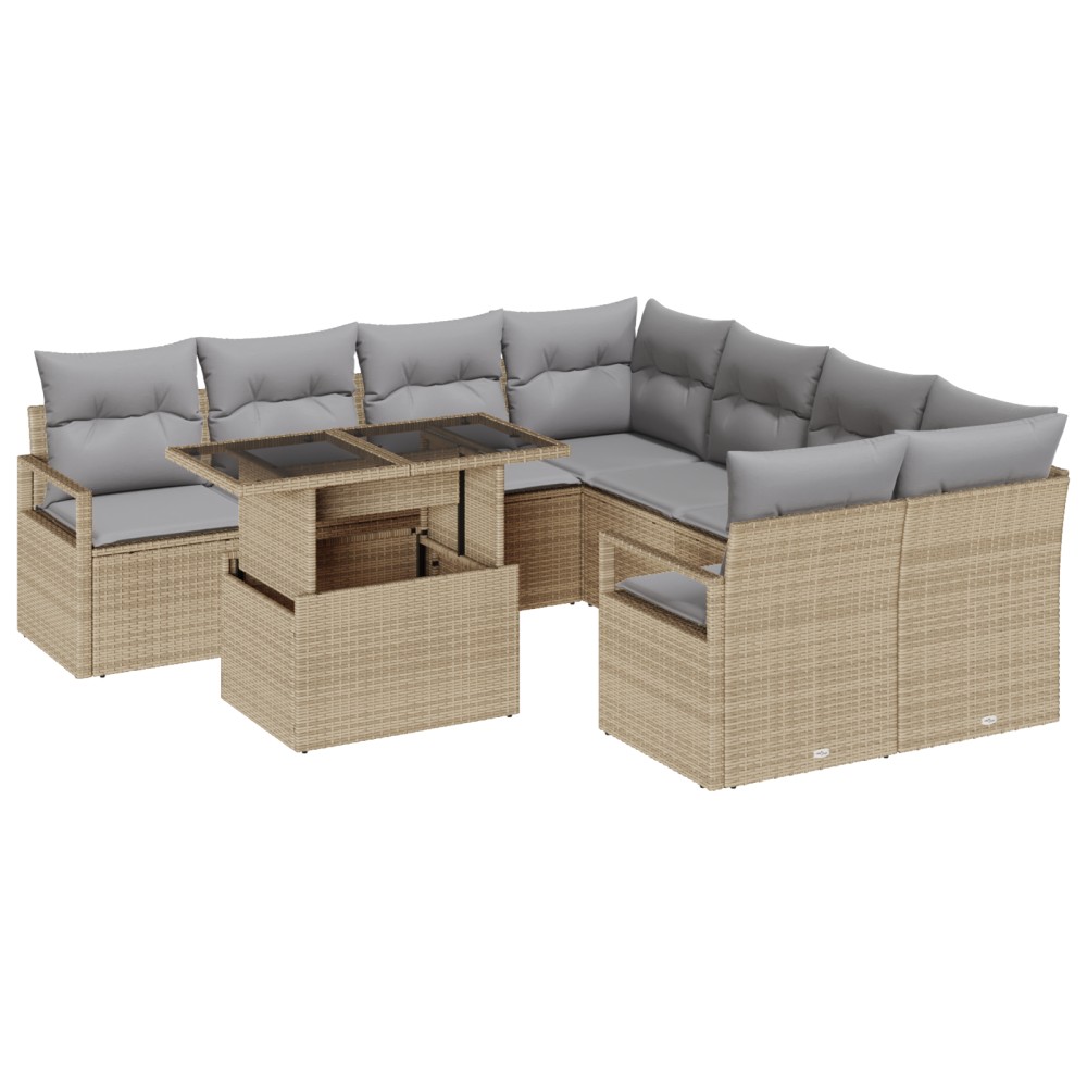 vidaXL Set de canapele pentru grădină Manual 9 pcs bej și gri deschis