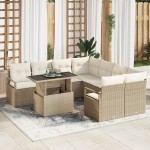 vidaXL Set de canapele pentru grădină cu pernă 9 pcs bej și crem