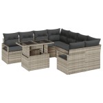 vidaXL Set de canapele pentru grădină cu pernă 9 pcs Gri deschis