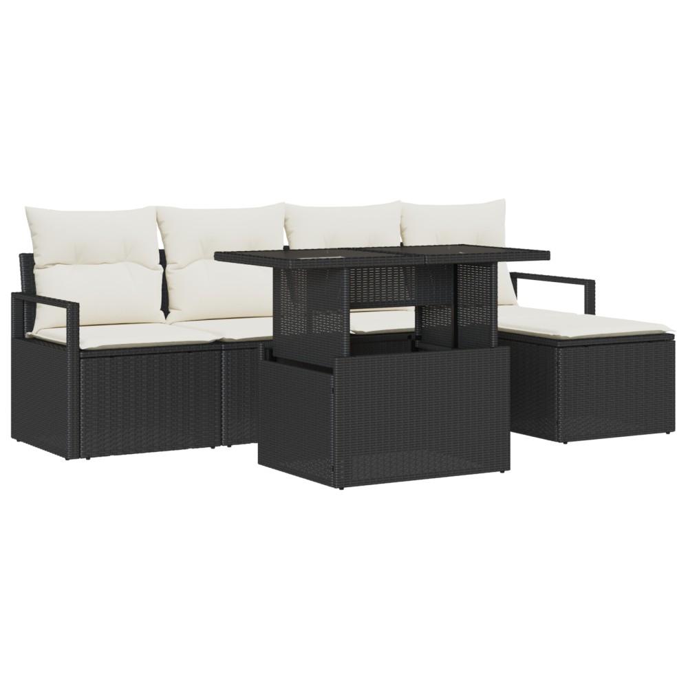 vidaXL Set de canapele pentru grădină cu pernă 6 pcs negru și crem