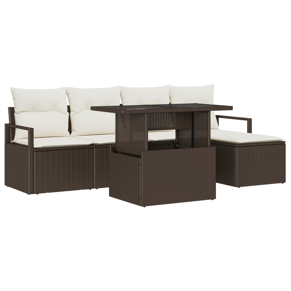vidaXL Set de canapele pentru grădină cu pernă 6 pcs maro și crem