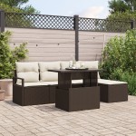 vidaXL Set de canapele pentru grădină cu pernă 6 pcs maro și crem vidaXL Set de canapele pentru grădină cu pernă 6 pcs maro și crem