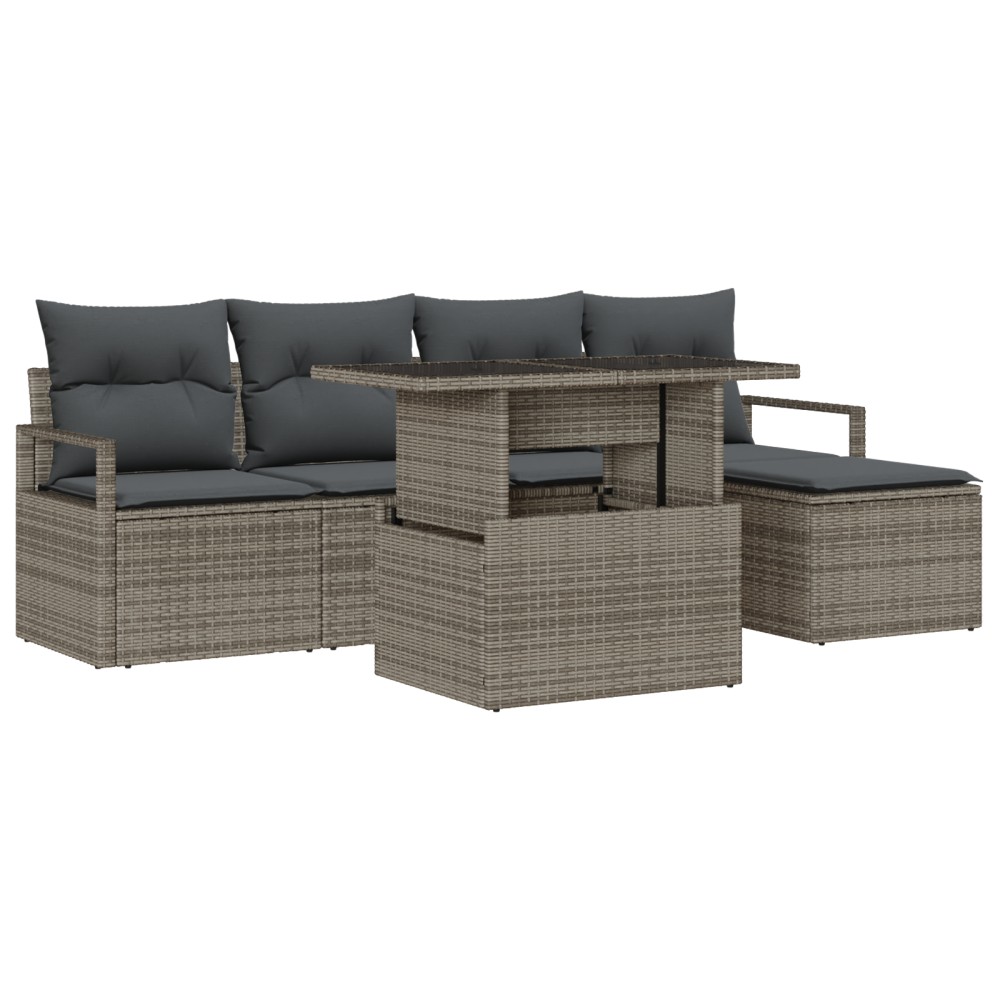 vidaXL Set de canapele pentru grădină cu pernă 6 pcs Gri