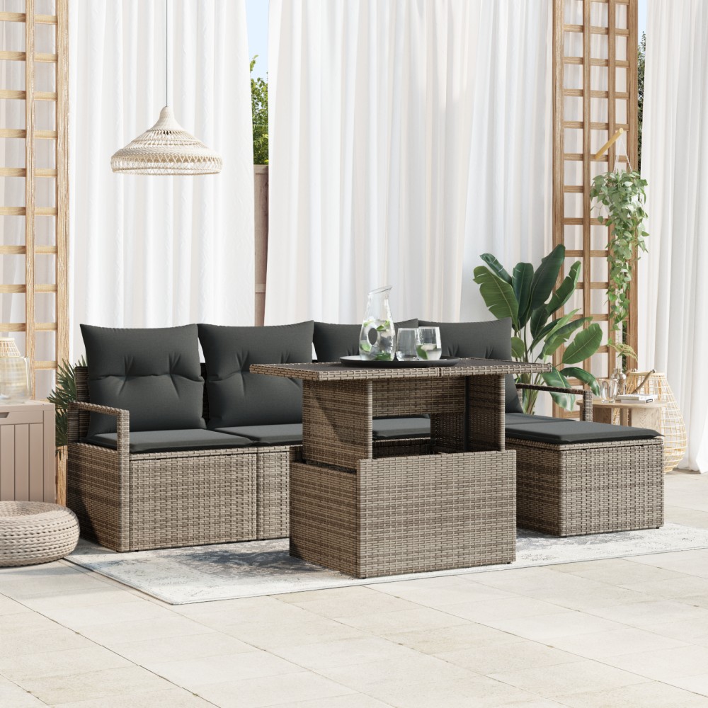 vidaXL Set de canapele pentru grădină cu pernă 6 pcs Gri