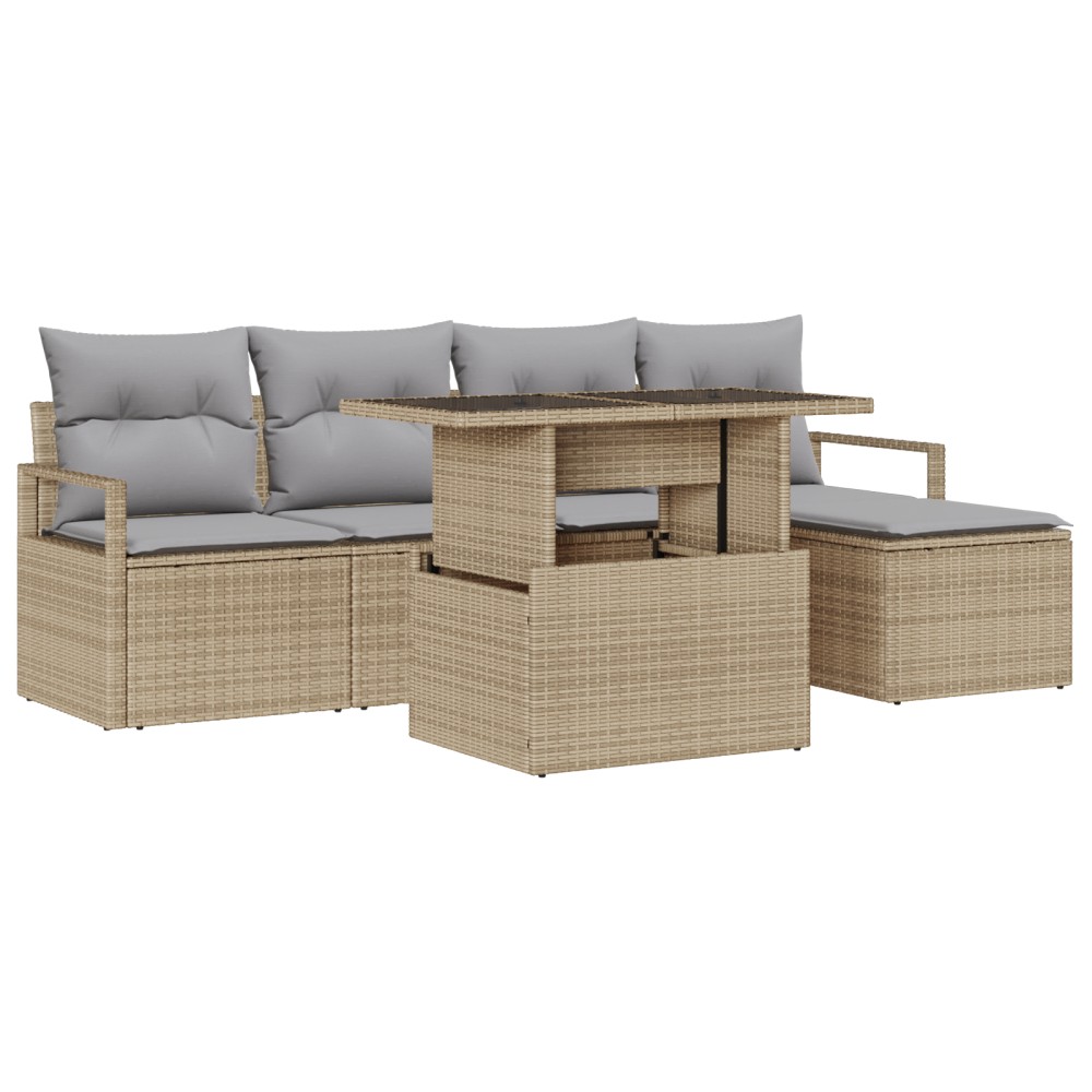 vidaXL Set de canapele pentru grădină 6 pcs bej și gri deschis
