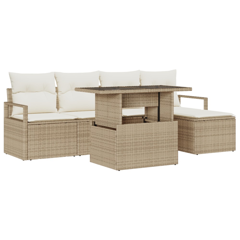 vidaXL Set de canapele pentru grădină cu pernă 6 pcs bej și crem