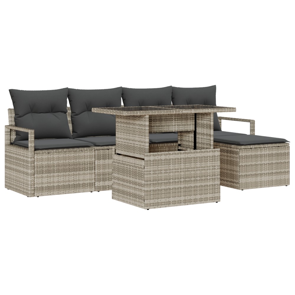 vidaXL Set de canapele pentru grădină cu pernă 6 pcs Gri deschis