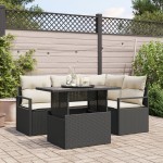 vidaXL Set de canapele pentru grădină cu pernă 5 pcs negru și crem vidaXL Set de canapele pentru grădină cu pernă 5 pcs negru și crem