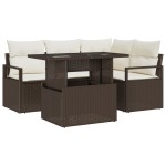 vidaXL Set de canapele pentru grădină cu pernă 5 pcs maro și crem vidaXL Set de canapele pentru grădină cu pernă 5 pcs maro și crem