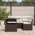 vidaXL Set de canapele pentru grădină cu pernă 5 pcs maro și crem vidaXL Set de canapele pentru grădină cu pernă 5 pcs maro și crem
