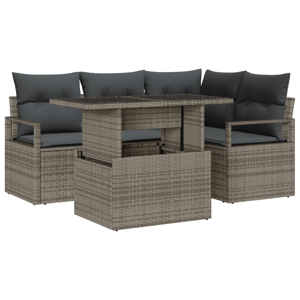 vidaXL Set de canapele pentru grădină 5 pcs Gri 100 x 55 x 73 cm