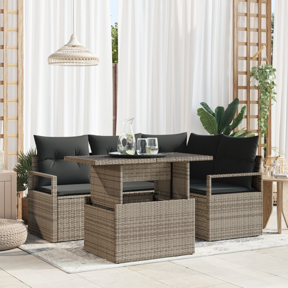 vidaXL Set de canapele pentru grădină 5 pcs Gri 100 x 55 x 73 cm