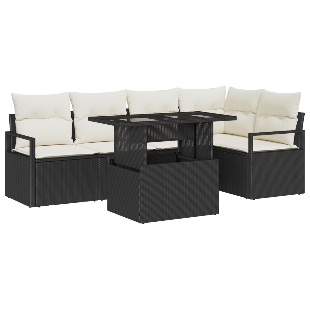 vidaXL Set de canapele pentru grădină cu pernă 6 pcs negru și crem