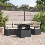 vidaXL Set de canapele pentru grădină cu pernă 6 pcs negru și crem vidaXL Set de canapele pentru grădină cu pernă 6 pcs negru și crem