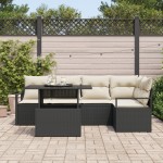 vidaXL Set de canapele pentru grădină cu pernă 6 pcs negru și crem vidaXL Set de canapele pentru grădină cu pernă 6 pcs negru și crem
