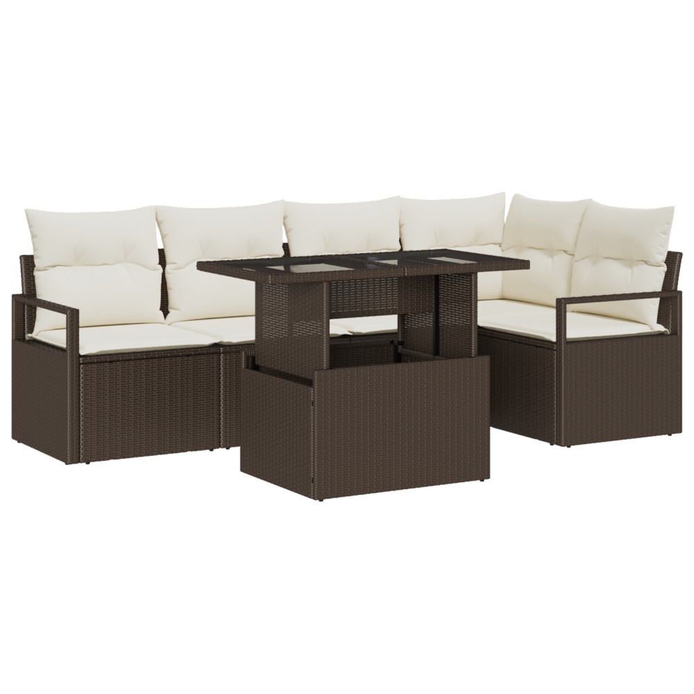 vidaXL Set de canapele pentru grădină cu pernă 6 pcs maro și crem