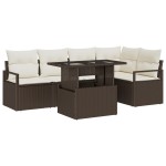 vidaXL Set de canapele pentru grădină cu pernă 6 pcs maro și crem vidaXL Set de canapele pentru grădină cu pernă 6 pcs maro și crem