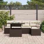 vidaXL Set de canapele pentru grădină cu pernă 6 pcs maro și crem vidaXL Set de canapele pentru grădină cu pernă 6 pcs maro și crem