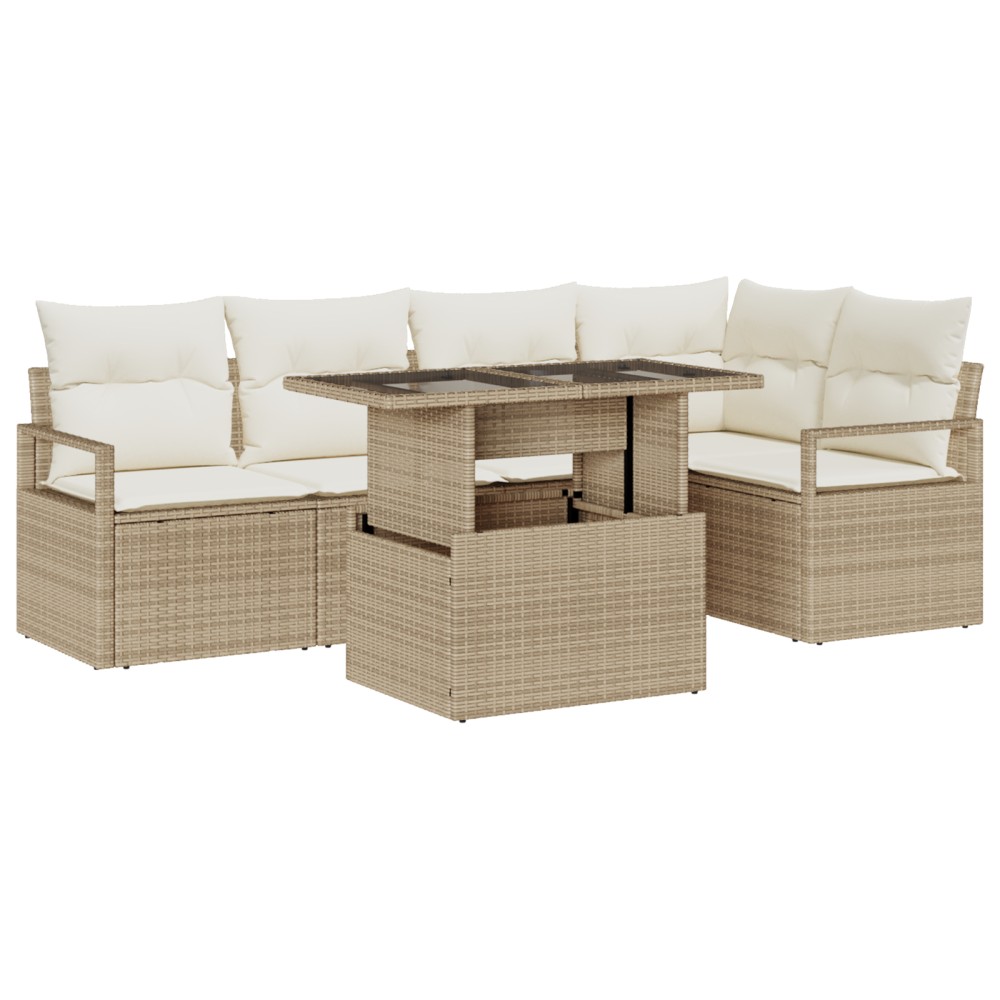 vidaXL Set de canapele pentru grădină cu pernă 6 pcs bej și crem