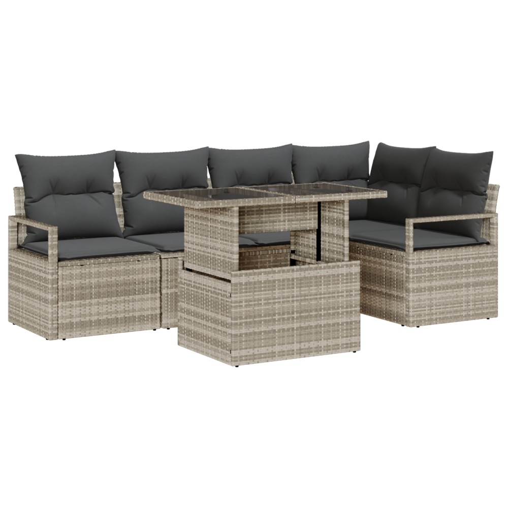 vidaXL Set de canapele pentru grădină cu pernă 6 pcs Gri deschis