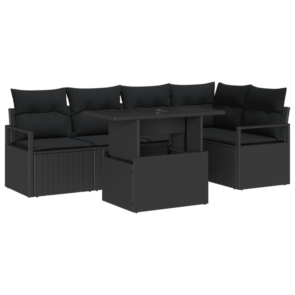 vidaXL Set de canapele pentru grădină 6 pcs Negru 100 x 55 x 73 cm