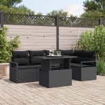 vidaXL Set de canapele pentru grădină 6 pcs Negru 100 x 55 x 73 cm