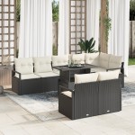 vidaXL Set de canapele pentru grădină cu pernă 9 pcs negru și crem vidaXL Set de canapele pentru grădină cu pernă 9 pcs negru și crem