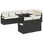 vidaXL Set de canapele pentru grădină cu pernă 9 pcs negru și crem vidaXL Set de canapele pentru grădină cu pernă 9 pcs negru și crem