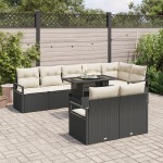 vidaXL Set de canapele pentru grădină cu pernă 9 pcs negru și crem vidaXL Set de canapele pentru grădină cu pernă 9 pcs negru și crem
