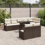 vidaXL Set de canapele pentru grădină cu pernă 9 pcs maro și crem