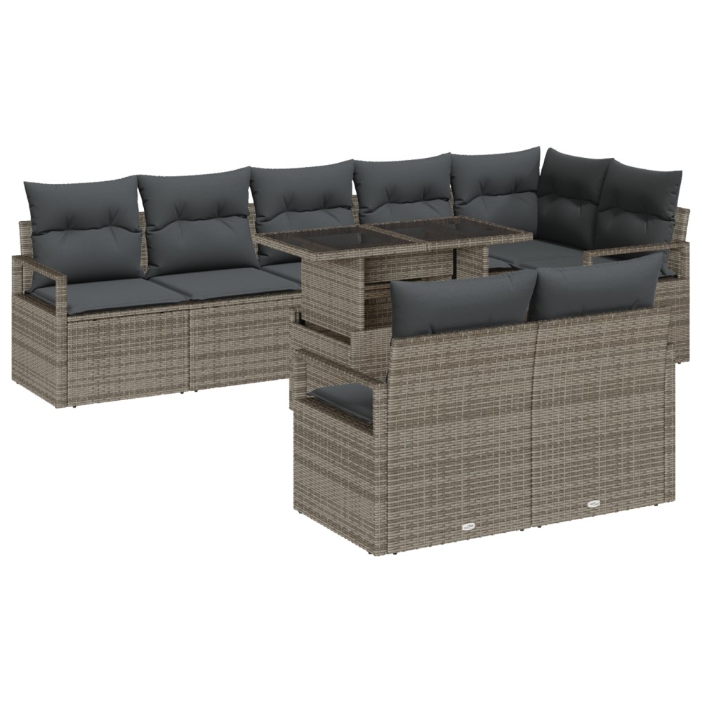 vidaXL Set de canapele pentru grădină 9 pcs Gri 100 x 55 x 73 cm