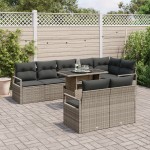 vidaXL Set de canapele pentru grădină 9 pcs Gri 100 x 55 x 73 cm