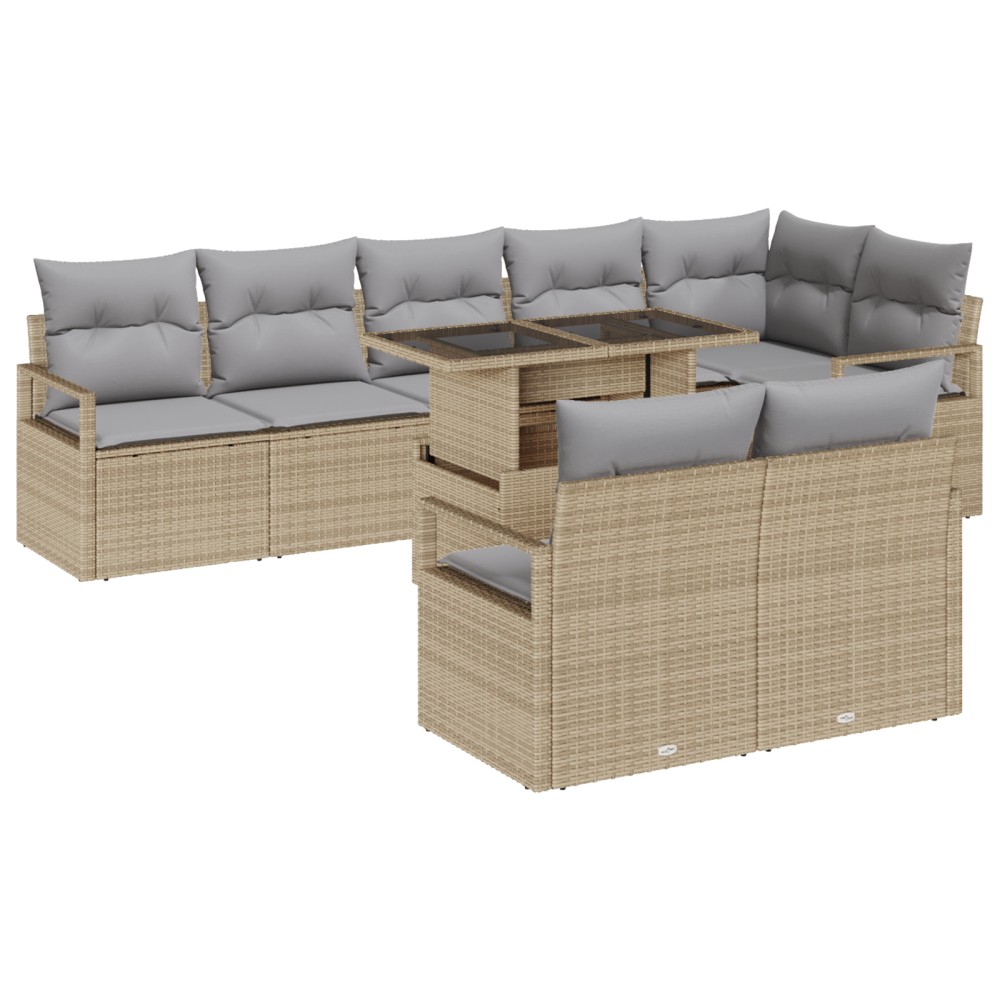 vidaXL Set de canapele pentru grădină Manual 9 pcs bej și gri deschis