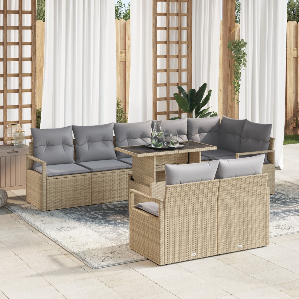 vidaXL Set de canapele pentru grădină Manual 9 pcs bej și gri deschis