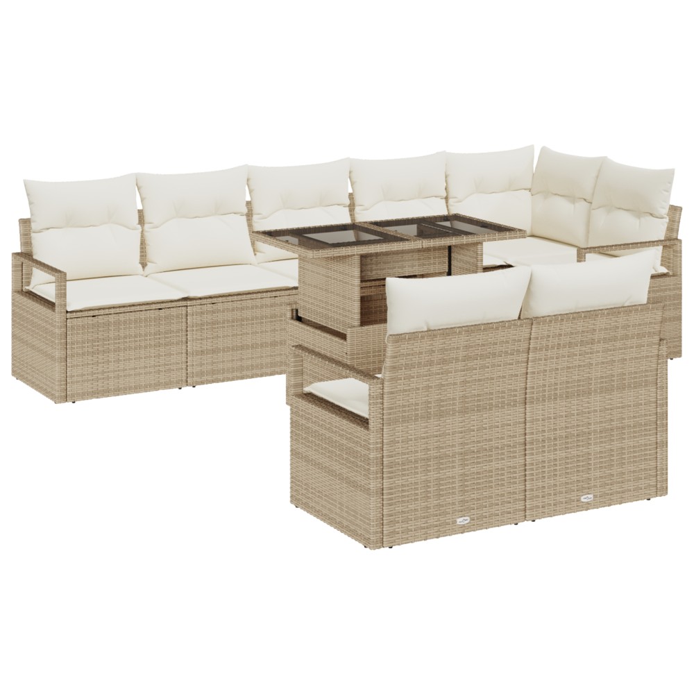vidaXL Set de canapele pentru grădină cu pernă 9 pcs bej și crem