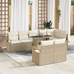 vidaXL Set de canapele pentru grădină cu pernă 9 pcs bej și crem