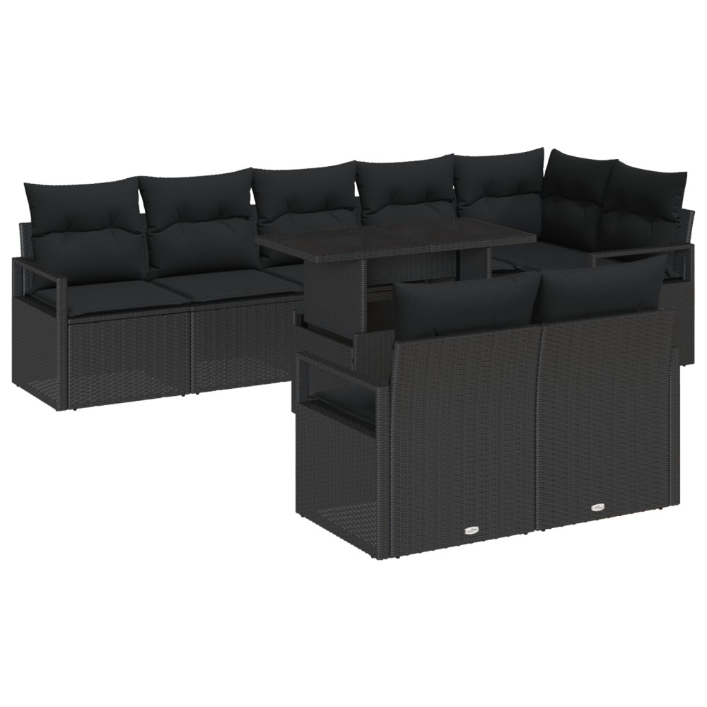 vidaXL Set de canapele pentru grădină 9 pcs Negru 100 x 55 x 73 cm