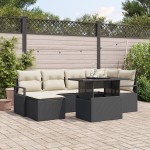 vidaXL Set de canapele pentru grădină cu pernă 7 pcs negru și crem vidaXL Set de canapele pentru grădină cu pernă 7 pcs negru și crem